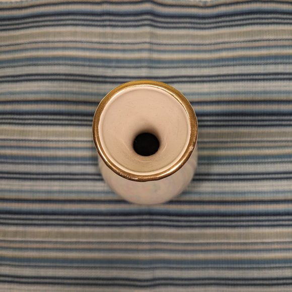 Vintage Mid-Century Mother of Pearl Vase Gold Rim - Picture 3 of 4